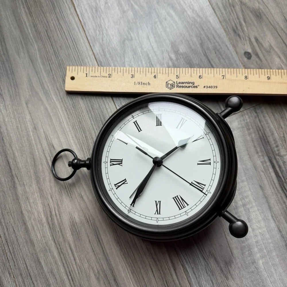 Pottery Barn Pocket Watch Analog Tabletop Shelf Clock Bronze Finish Quality